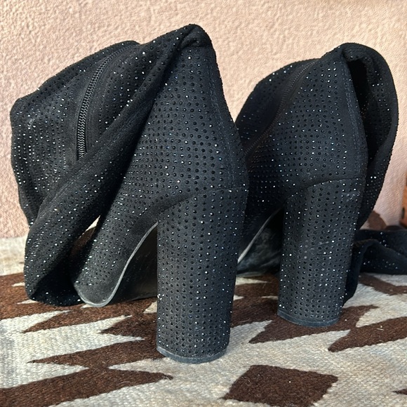 90’s Fashion Forever Thigh High Women’s Boots Suede Rhinestone Studded Size 9 - Picture 11 of 15